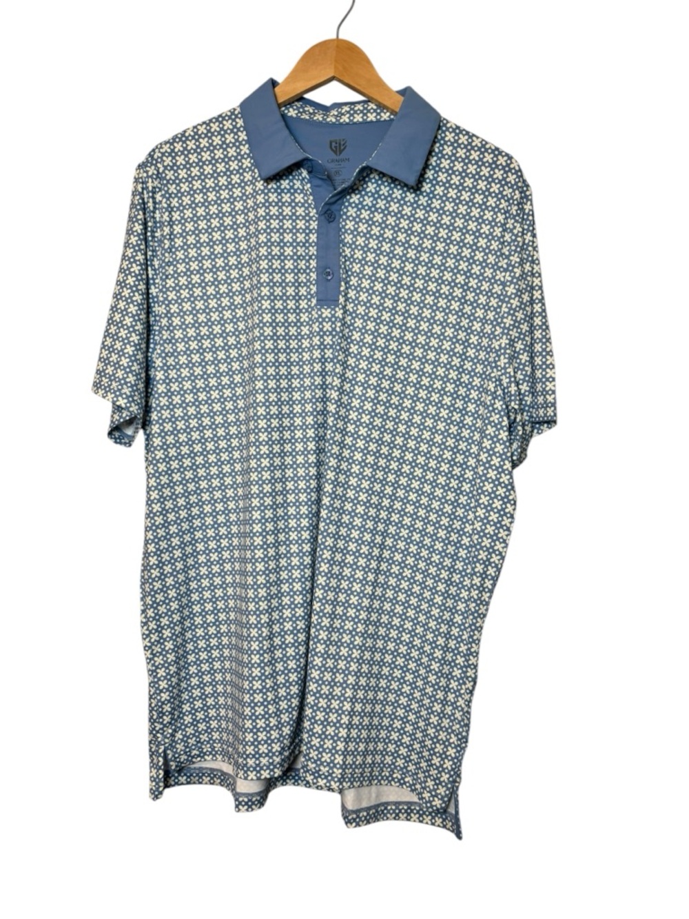 Graham Luxe Men's Blue And White Floral Golf Polo Size XL